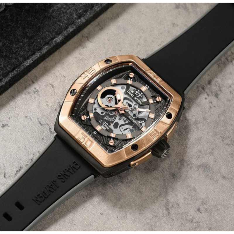 Evans Jayden 9563 Jam Tangan Pria Automatic Choronograph Rubber Silicon Water Resistant