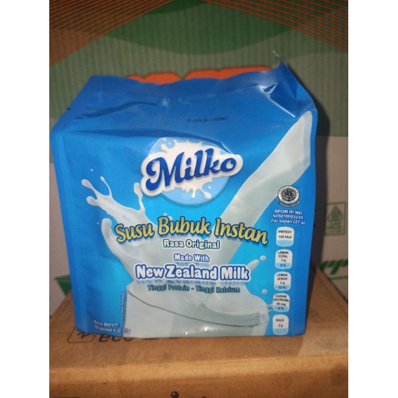 

Susu Bubuk Instan Milko 27gr Sachet 1Rencang 10pcs