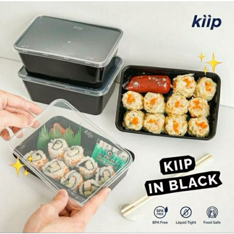Thinwall kiip warna hitam food container kotak -500ml,650ml,750ml,1000ml.kotakmakan