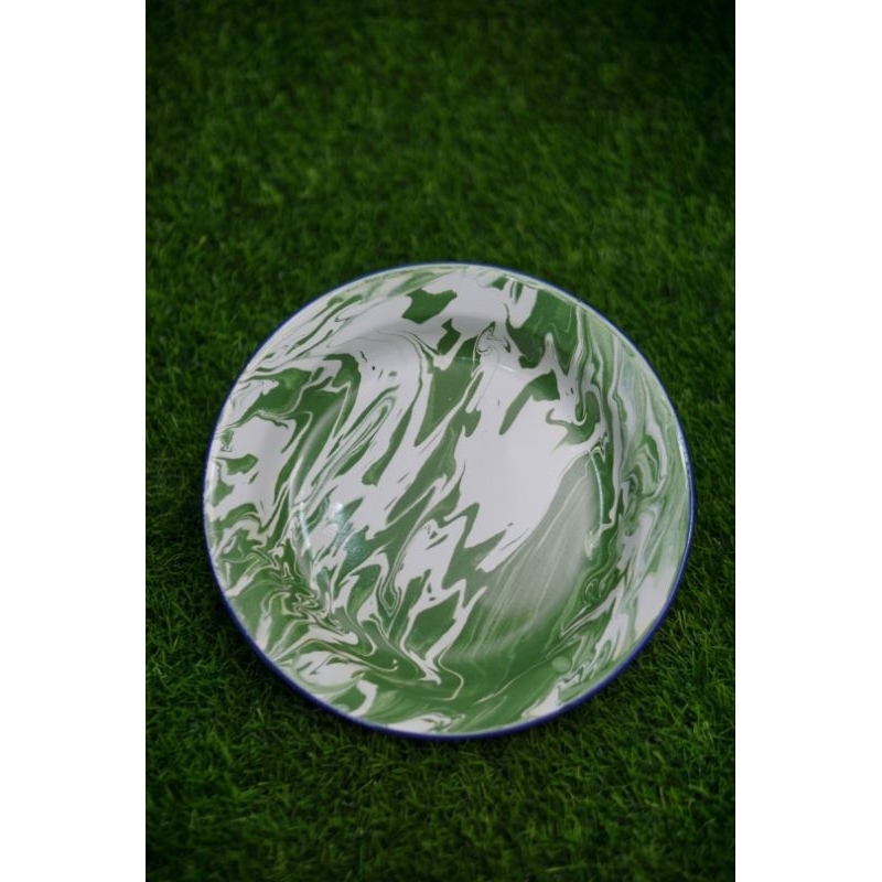 Piring Enamel Motif Blirik - Piring Jadul - Piring Seng - Piring Cafe kekinian