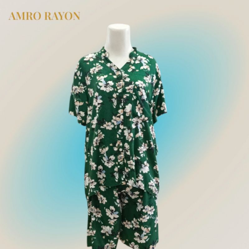 AMRO SLEEPWEAR - PIYAMA AMRO RAYON 3/4 SABLON BUNGA // PIYAMA AMRO RAYON PREMIUM // PIYAMA CELANA 3/