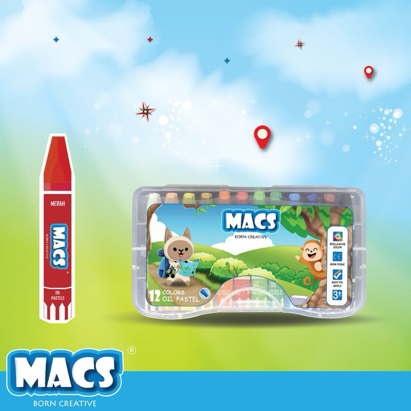 

Crayon Macs gel oil pastel 12 warna
