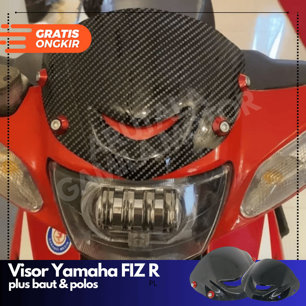 VISOR CARBON PNP FIZ R VEGA SATRIA JUPITER Z MIO SHOGUN DAN MOTOR LAINNYA VISOR PLUS BAUT