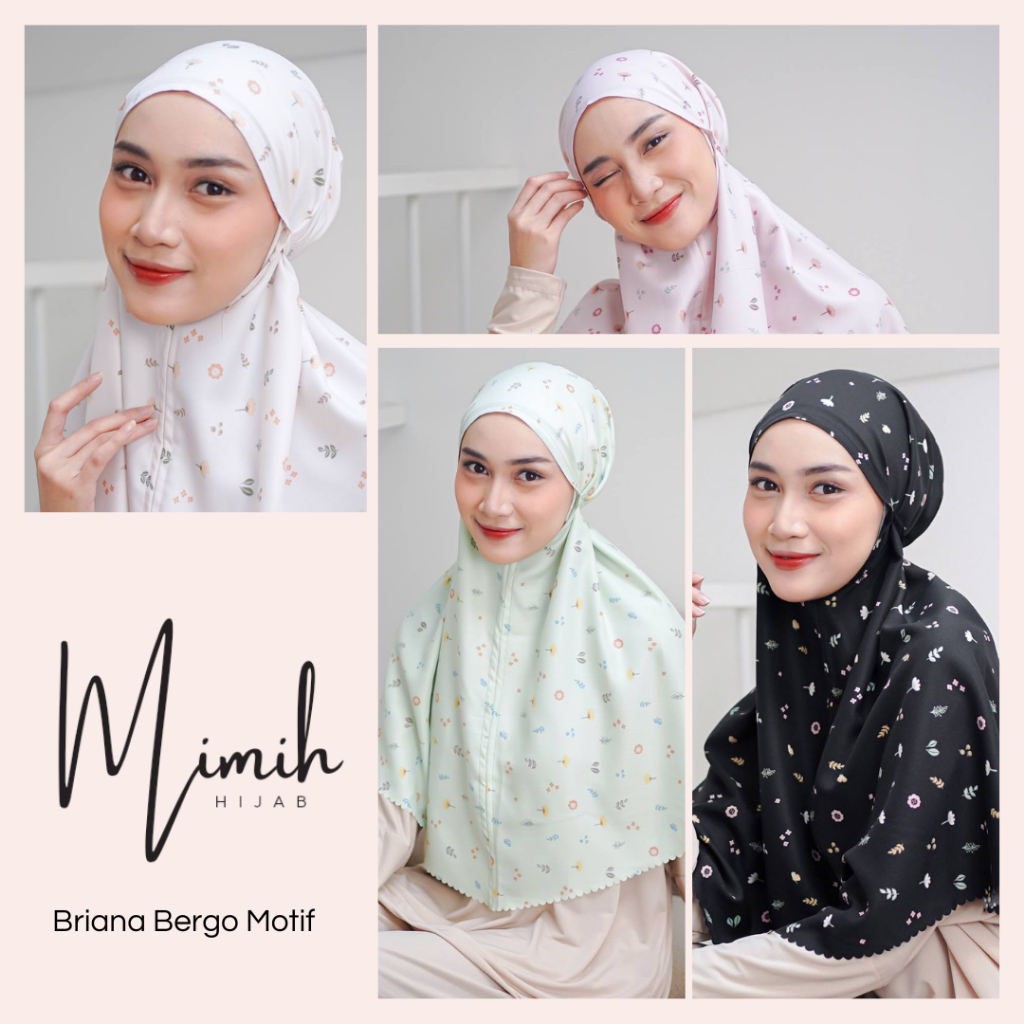 MIMIH HIJAB "Briana Hijab Bergo Motif/Bergo Motif Premium/ Hijab Instant Motif"