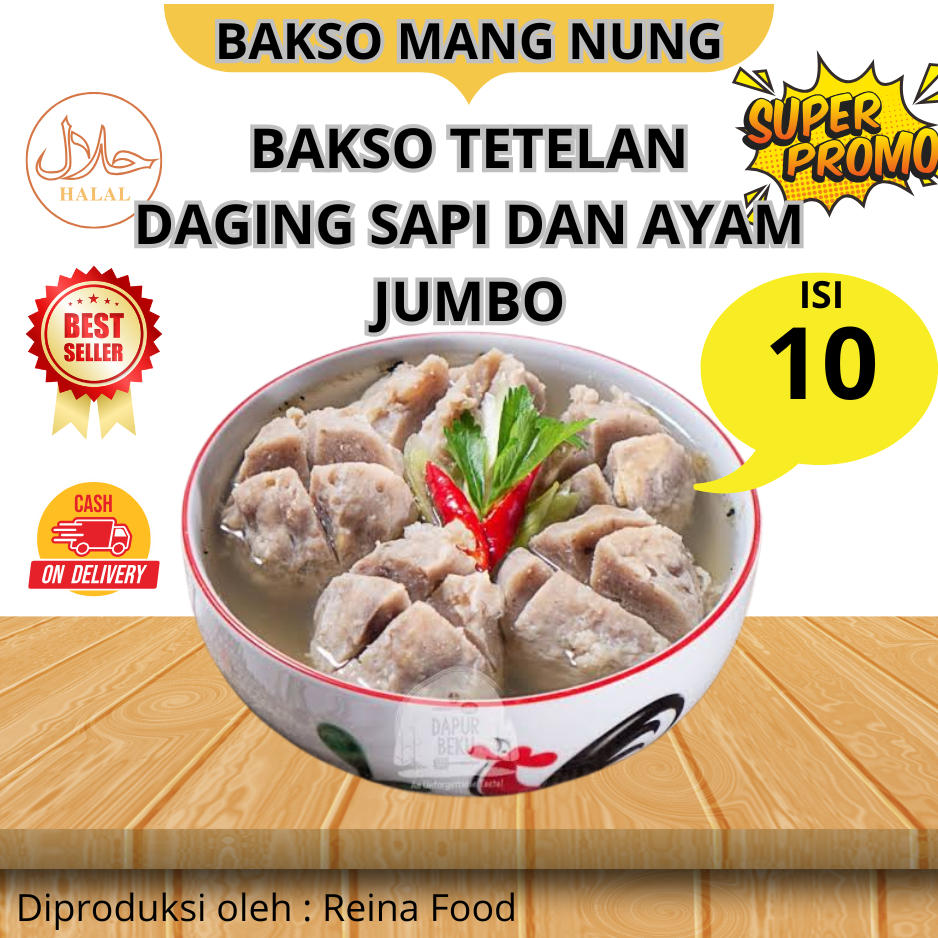 

Bakso jumbo isi 10 daging sapi dan ayam kombinasi mang nung bakso