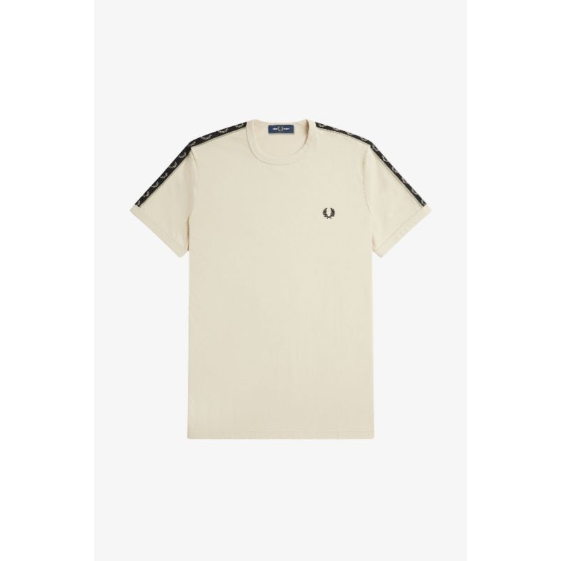Fred Perry T-Shirt Contrast Tape Ringer Oatmeal / Warm Grey Original