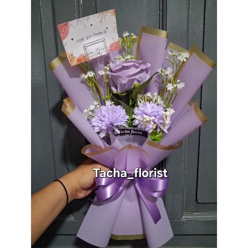 buket bunga mawar ungu Artificial / bunga palsu