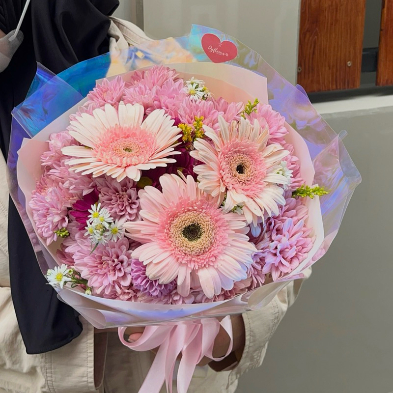 (KHUSUS JOGJA) Cathline bouquet/ Buket Bunga Asli/ Buket Bunga Aster/ Buket Bunga Garbera/ Buket Wis
