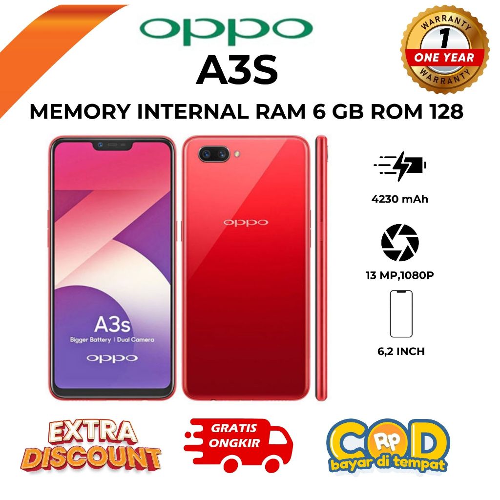 PROMO HP OPPO A3S RAM 6/128GB FULLSET GARANSI 1 TAHUN TERMURAH