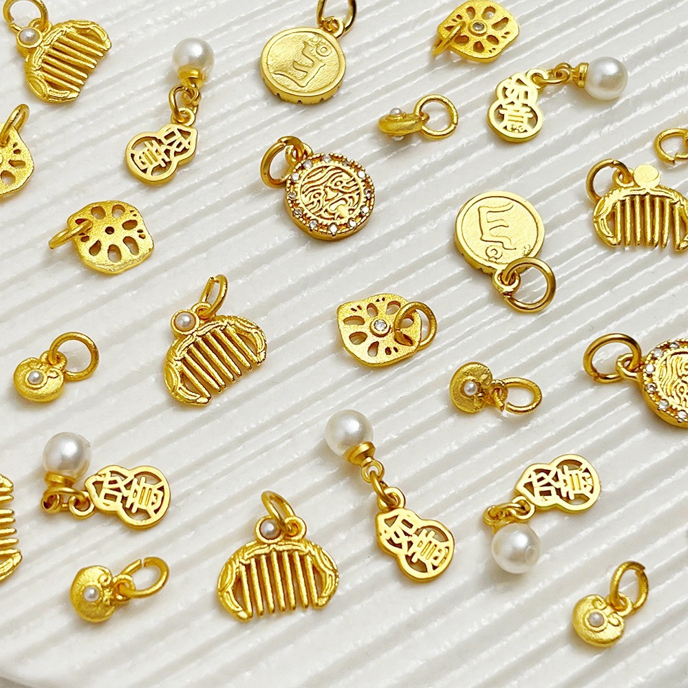Zinc alloy gold-plated comb gourd lotus root Xiangyun pendant diy handmade bracelet necklace earring
