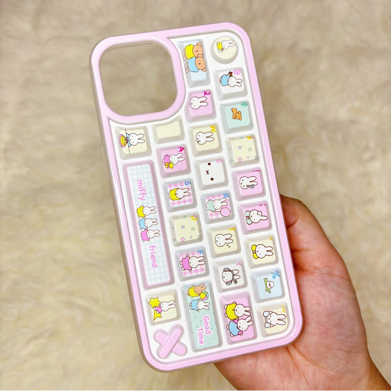 [PRELOVED] CASE IPHONE 13/14/15 MIFFY PINK KEYBOARD