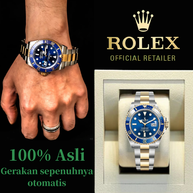 (⭐COD baru 100% asli) Rolex,jam tangan rolex pria original 100% Rolex Submariner seri m126613lb-0002