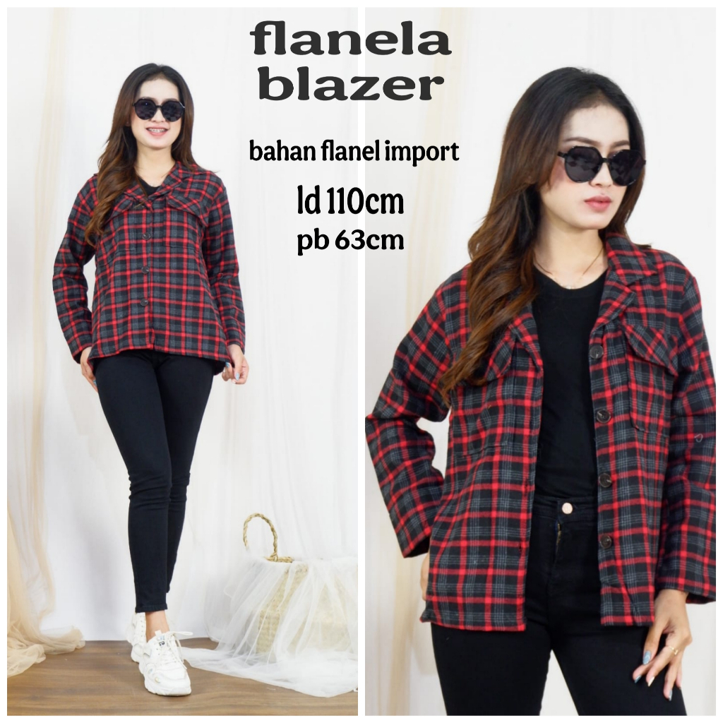 blazer wanita terbaru blazer kotak flanel baju wanita kekinian kemeja kotak flanel kemeja blazer
