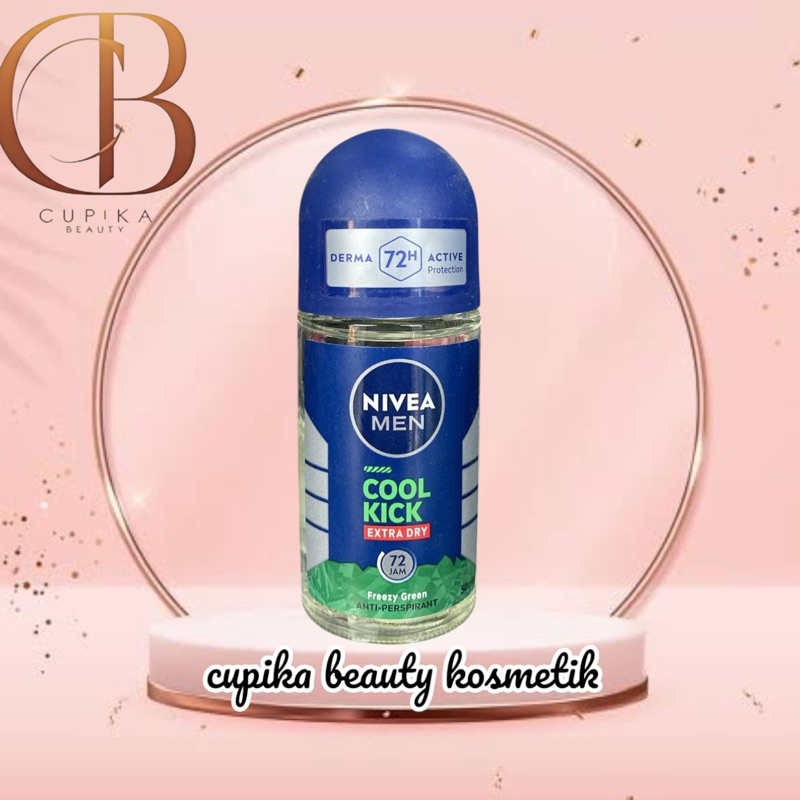 ck.pz} [hijau] NIVEA men deodorant roll on 50 ml anti perspirant kick cool green