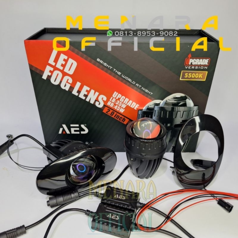 foglamp biled 2 inch brio mobilio vnt 45 watt hi lo beam original aes biled foglamp lens sinar putih
