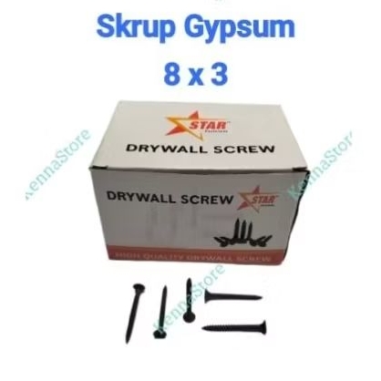 Skrup Gypsum 8 x 3 / Screw Gypsum / Drywall Screw 1 Box
