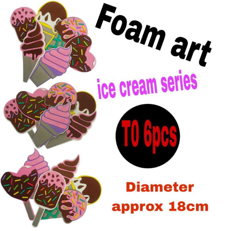 

DIY Eva foam art ice cream series to 6pcs/hiasan kelas/kamar/sekolah/Tk/paud/mading