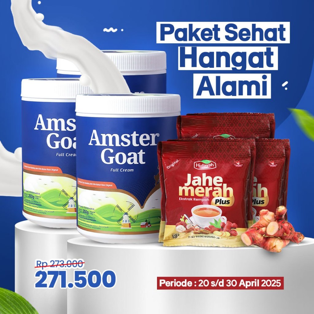 

PAKET SEHAT HANGAT ALAMI - 3 BOX Amstergoat Susu Kambing Plus Jahe Merah Hidayah