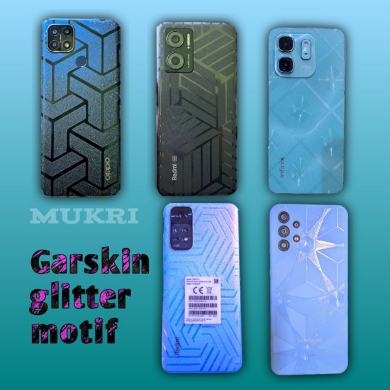 Garskin Glitter Realmi Transparan Motif Premium, Backskin Anti Jamur/Gores, Pelindung Belakang Hp al