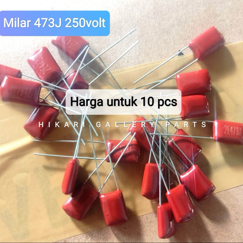 [10 PCS] Kapasitor Milar 473J 250voltt / MILAR 473 J 250V 47K per 10pcs