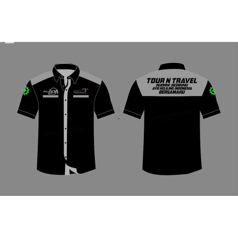 KEMEJA PILOT ELF ISUZU TOUR N TRAVEL KEMEJA BORDIR HEM PREMIUM PARIWISATA