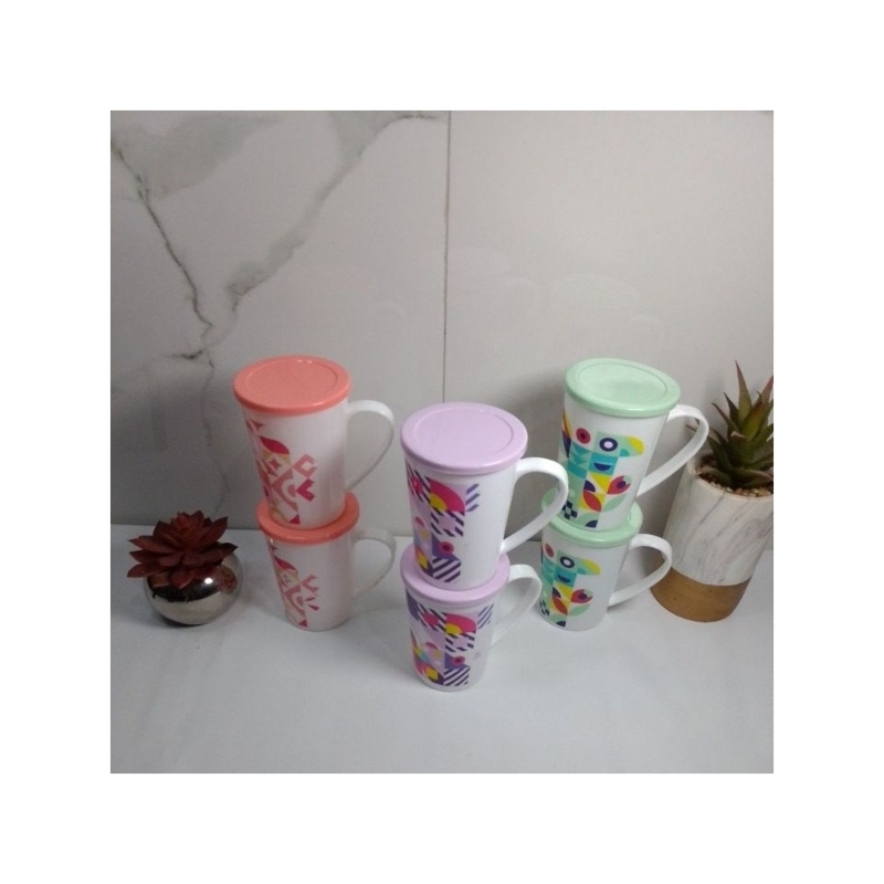 ( ISI 6 PCS ) MUG GURVY BYGY / MUG TUTUP PRINTING 500 ML / CANGKIR TUTUP PRINTING PLASTIK / GELAS TU