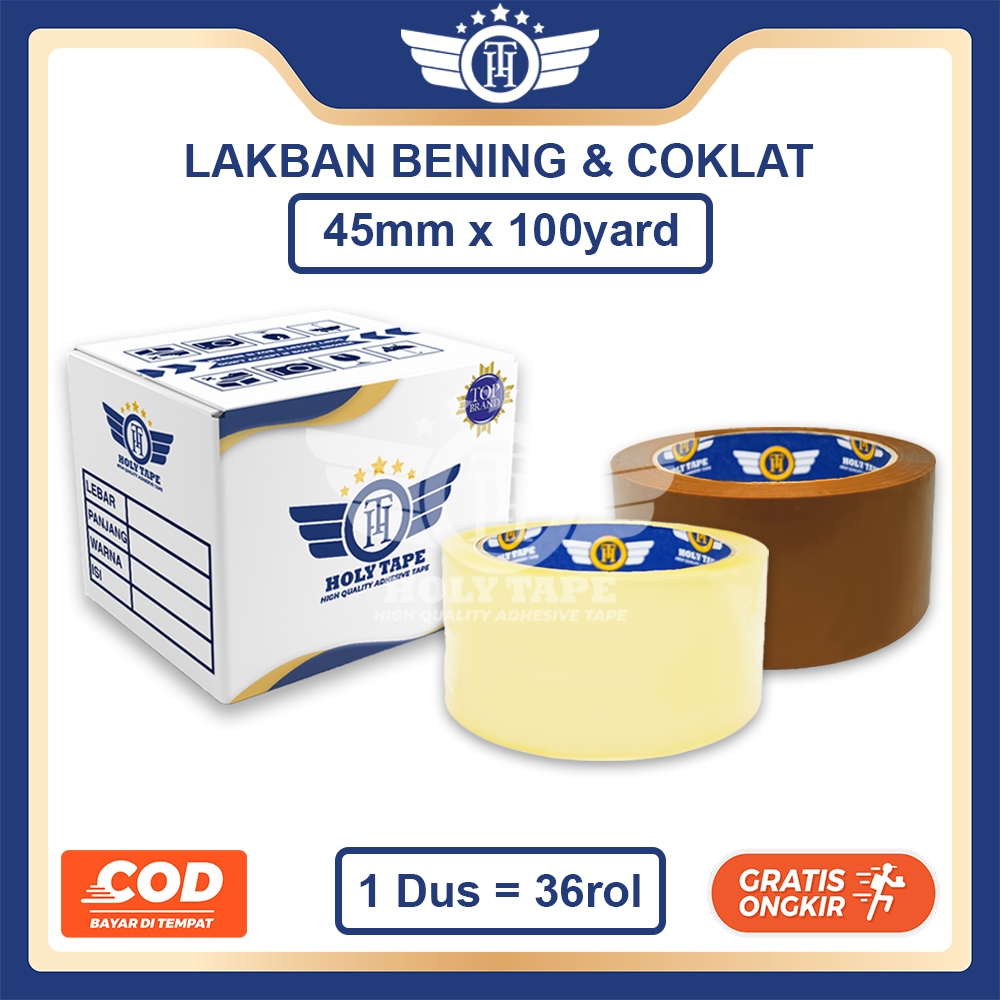 

1 KARTON LAKBAN HOLYTAPE KUALITAS DAIMARU BENING/COKLAT 100 YARD SAMEDAY KHUSUS GOJEK GRAB