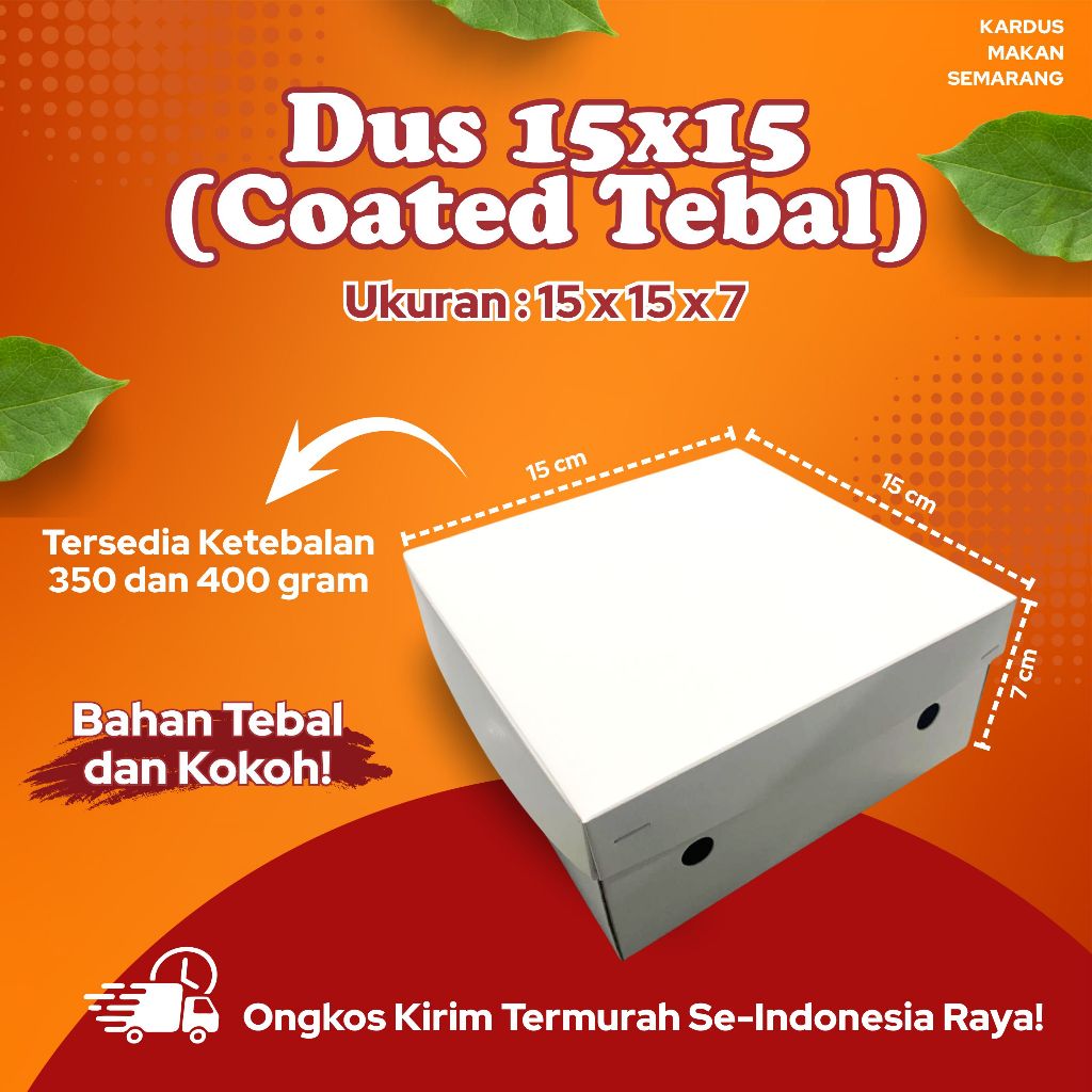 Dus Makanan 15cm x 15cm x 7cm Duplex Coated Roti Box Berkat Kardus Kue Coated Tebal 350 / 400 gram K