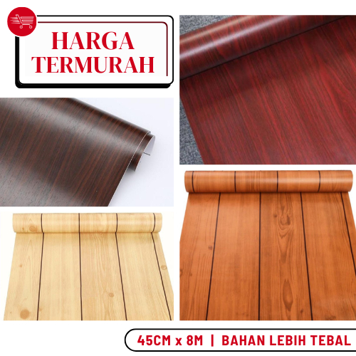 [COD 10M] Wallpaper Dinding Motif Serat Kayu Sticker Kayu Wallpaper Meja Lemari Kayu 10 Meter
