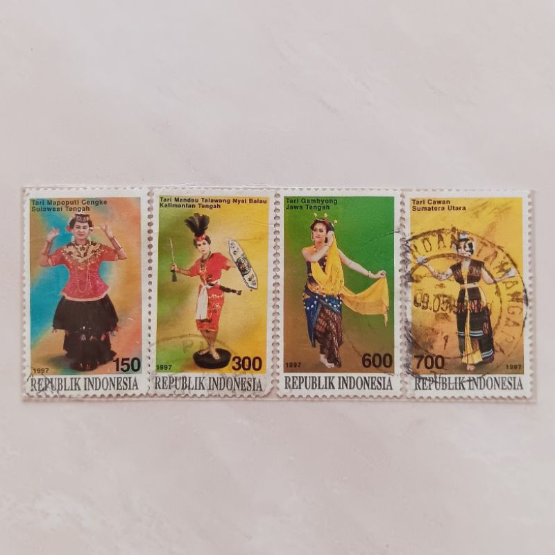 

(AC) Perangko Indonesia 1997 Tarian Daerah Seri 6 Set 4 pcs Used