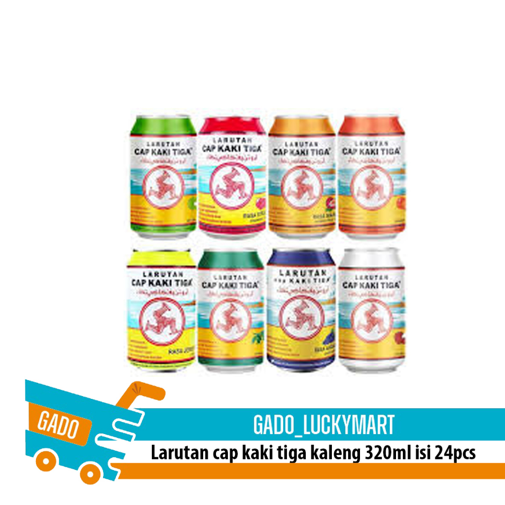 

Larutan cap kaki tiga kaleng 320ml dus/ larutan penyegar kaki tiga mix jambu jeruk leci dus box karton