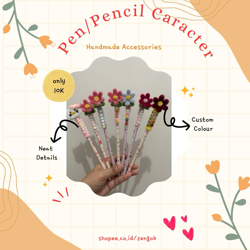 

pulpen pensil karakter bunga varian / souvenir