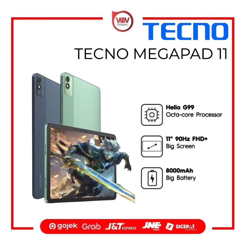 Tablet Tecno Megapad 11 Ram 8GB Internal 128GB Garansi Resmi