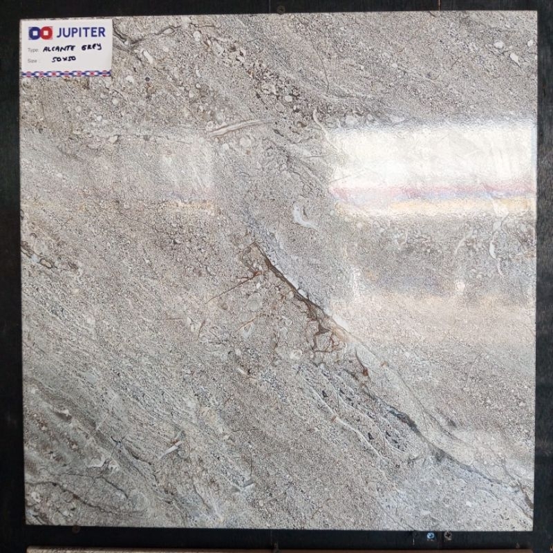 KERAMIK LANTAI 50X50 ALCANTE GREY | GLOSSY | JUPITER