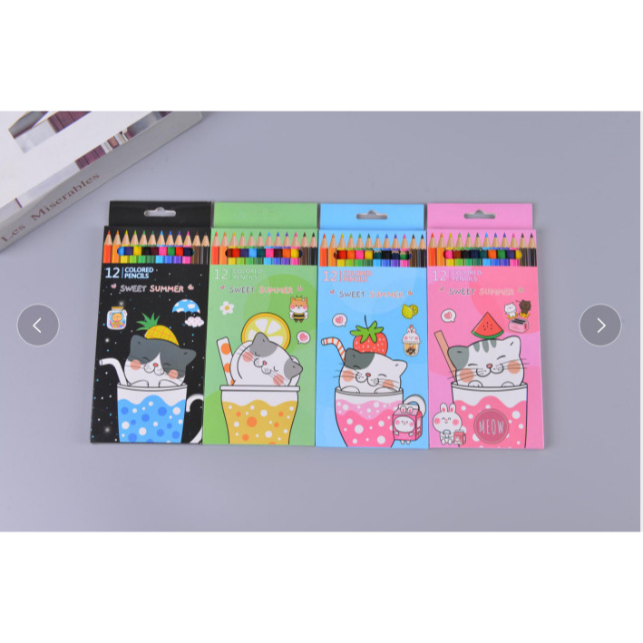 

Pensil warna 12pcs /pensil warna karakter Kucing/Neko /pensil warna kayu 12 Warna