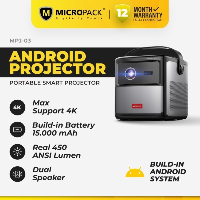 MICROPACK ANDROID PROJECTOR MPJ-03 | Portable Proyektor MPJ03 450 lumen ANSI