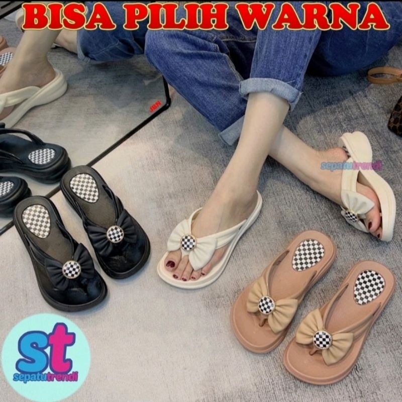 Sandal Jelly Wedges Jepit Pita Lucu Balance HX-2909-3