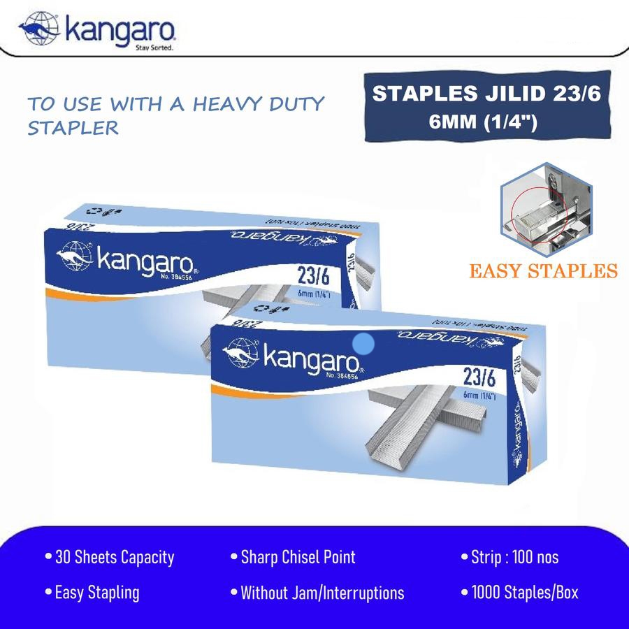 

Isi Staples 23/6 = 6mm (1/4") Kangaro (Isi 1 pcs)