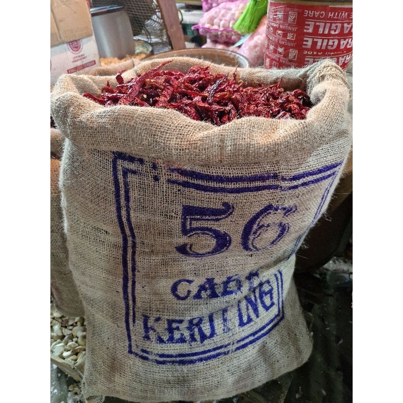 Cabe kering keriting karungan 10kg(cabe keriting kering india)