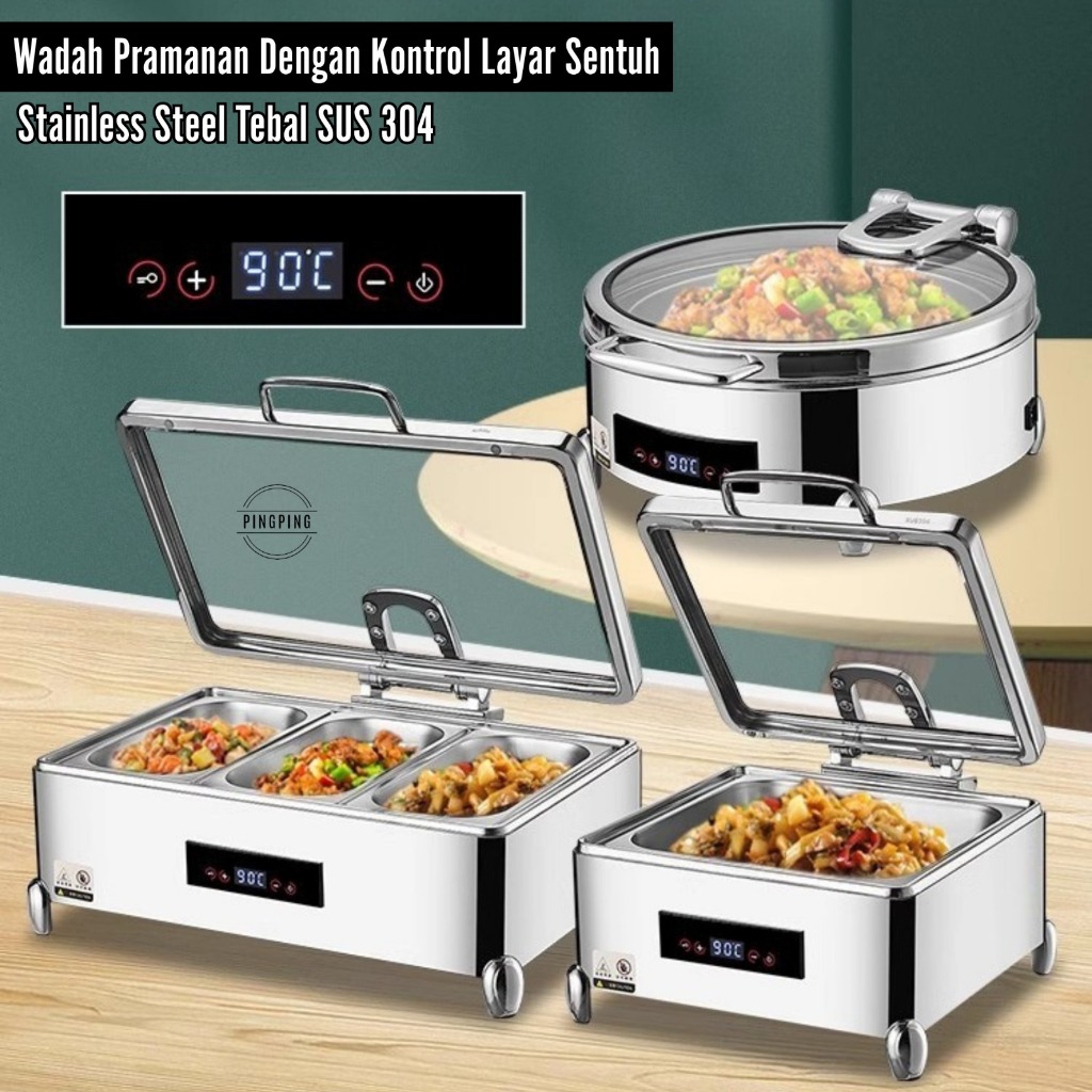 Rolltop Prasmanan Hidrolik Mewah 304 Stainless Tutup Silver