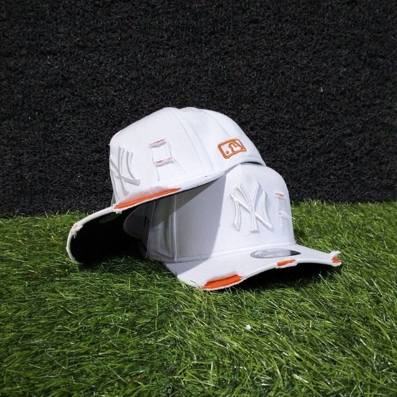 NY Damage White Orange Full Tag MLB Topi Baseball Premium