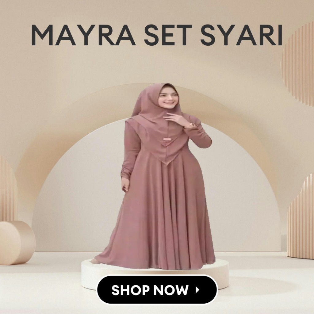 Mayra Set Syari Cringkle Airflow Polos Jumbo 3XL 4XL Terbaru 2025 Mewah Gamis Plus Hijab Baju Pengaj