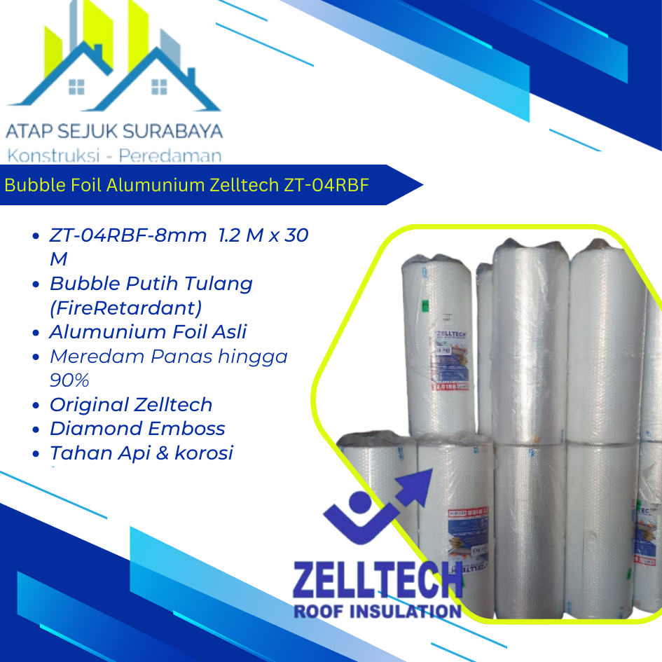 Zelltech Bubble foil / Peredam panas Aluminium 8MM. ZT-04RBF