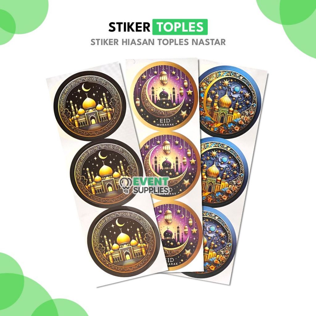

[isi 3] Sticker Toples Hampers Ramadhan Lebaran Idul Fitri WaterProof / Stiker Kue Kering Kuker Tempelan