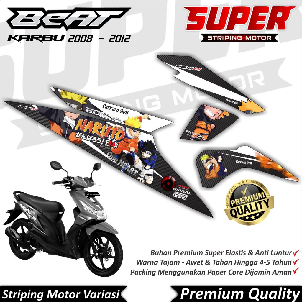 Stiker Beat Karbu Anti Luntur keren Striping Beat Karbu Striping Honda Beat Karbu Naruto