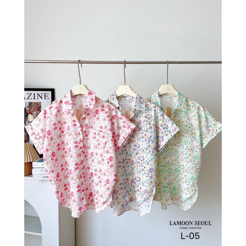 GIANTS GI-ANTS LAMOON SEOUL BANGKOK - ATASANN KEMEJA KATUN POPLIN MOTIF BUNGA KECIL WANITA DITSY DAI