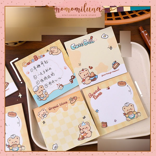 

Bear bread time notepad cute kertas memo mini beruang lucu HB1946