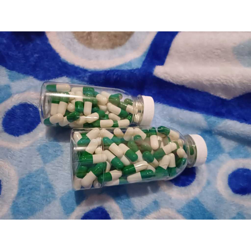 Cangkang Kapsul kosong Warna Hijau Putih ukuran no 0 / KAPSULINDO / ACG Halal BPOM