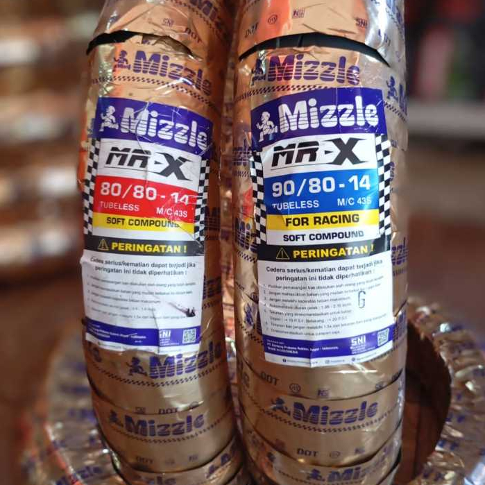 Terlaris Sepasang Ban Racing Harian (Donat)Ring14 Mizzle Mr X 80/80&90/80-14 Tubles(Harga Satuan)-
