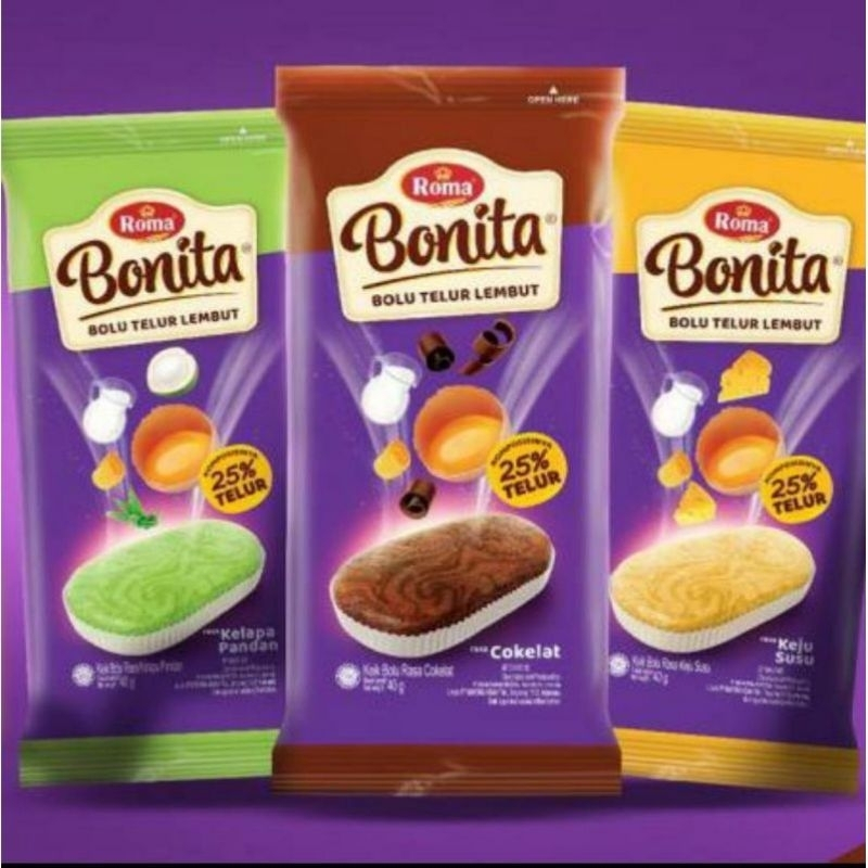 

Roma Bonita Bolu Telur Lembut Soft Cake 1 BOX / 12 PCS